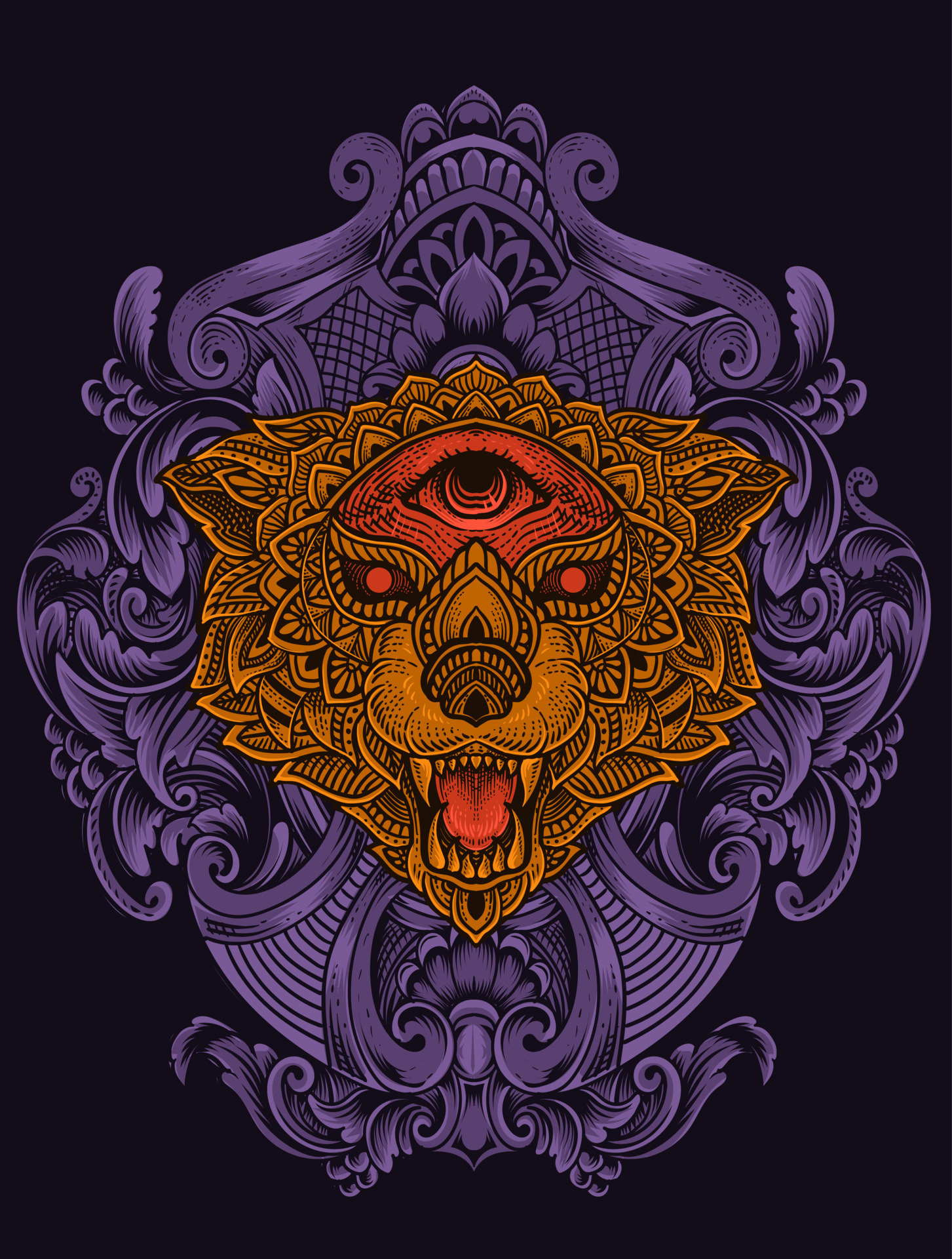 illustration wolf head with mandala style 13323926 Vector Art at Vecteezy