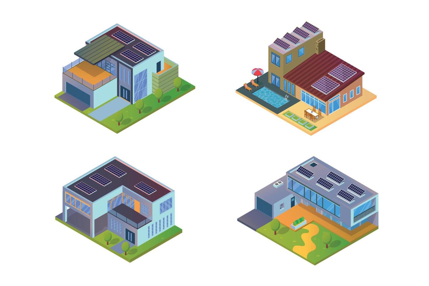 vector de casa ecológica de panel solar