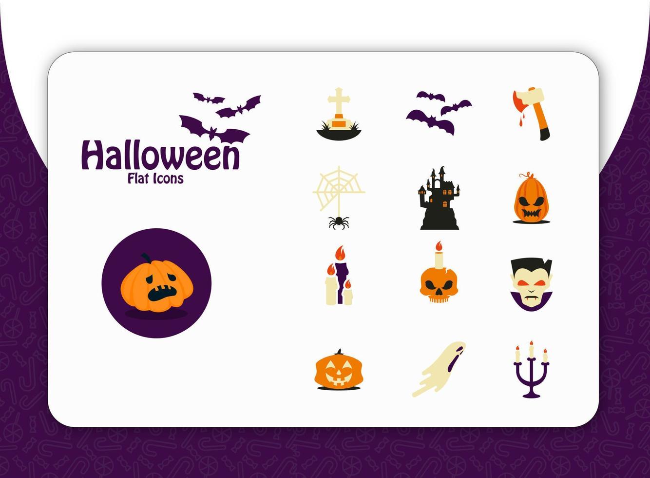 paquete de iconos planos de halloween 2 vector
