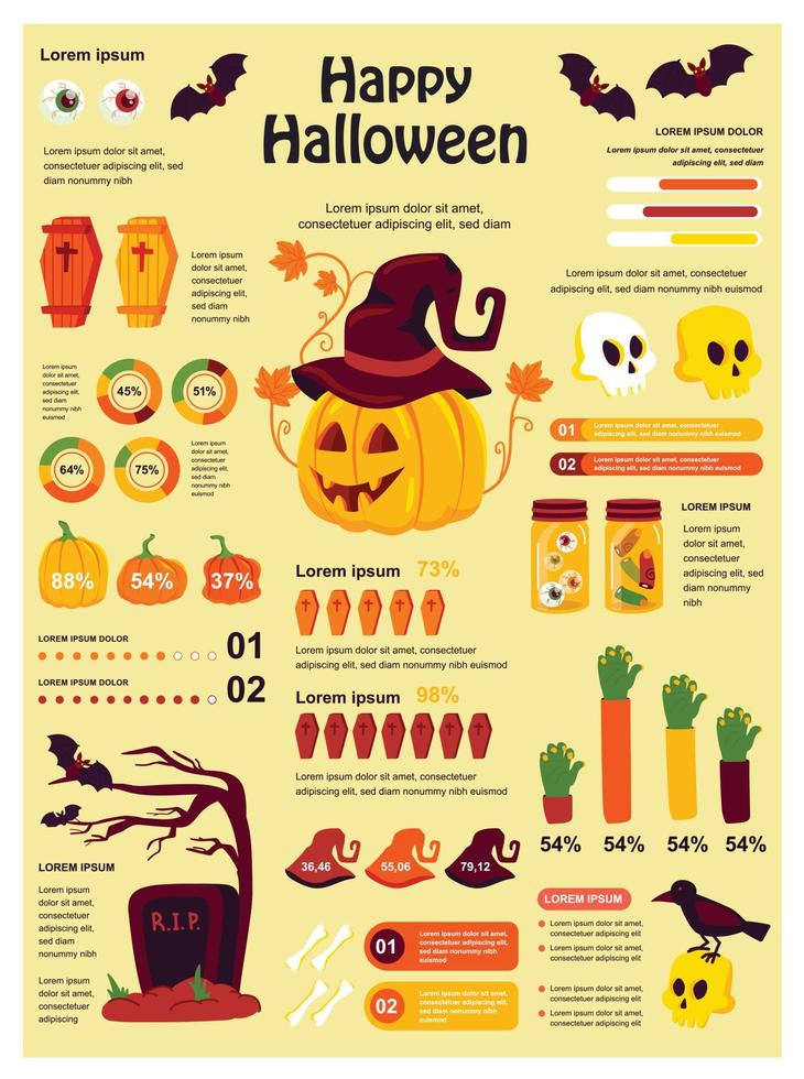 plantilla de póster de infografía de fiesta de halloween vector