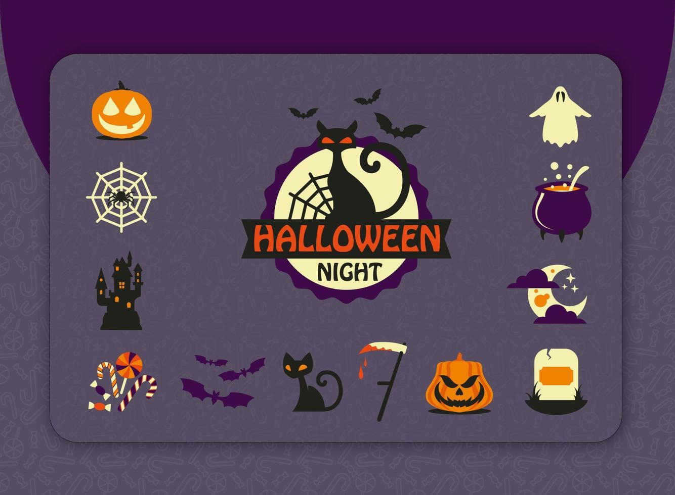 iconos planos vectoriales de halloween vector