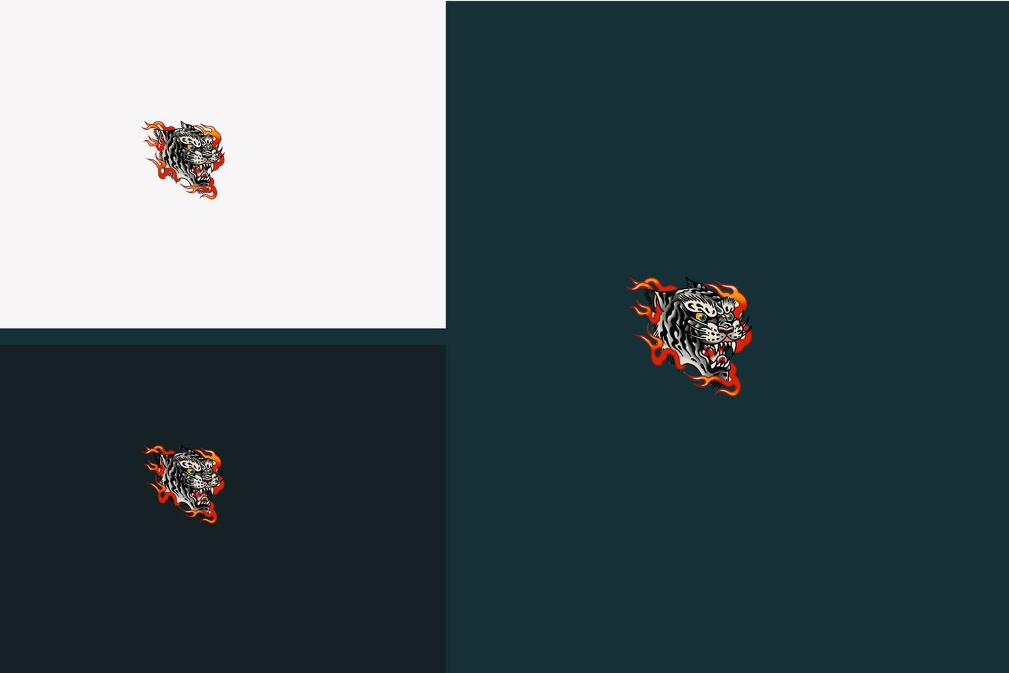 head white tiger and flames vector logo concept
