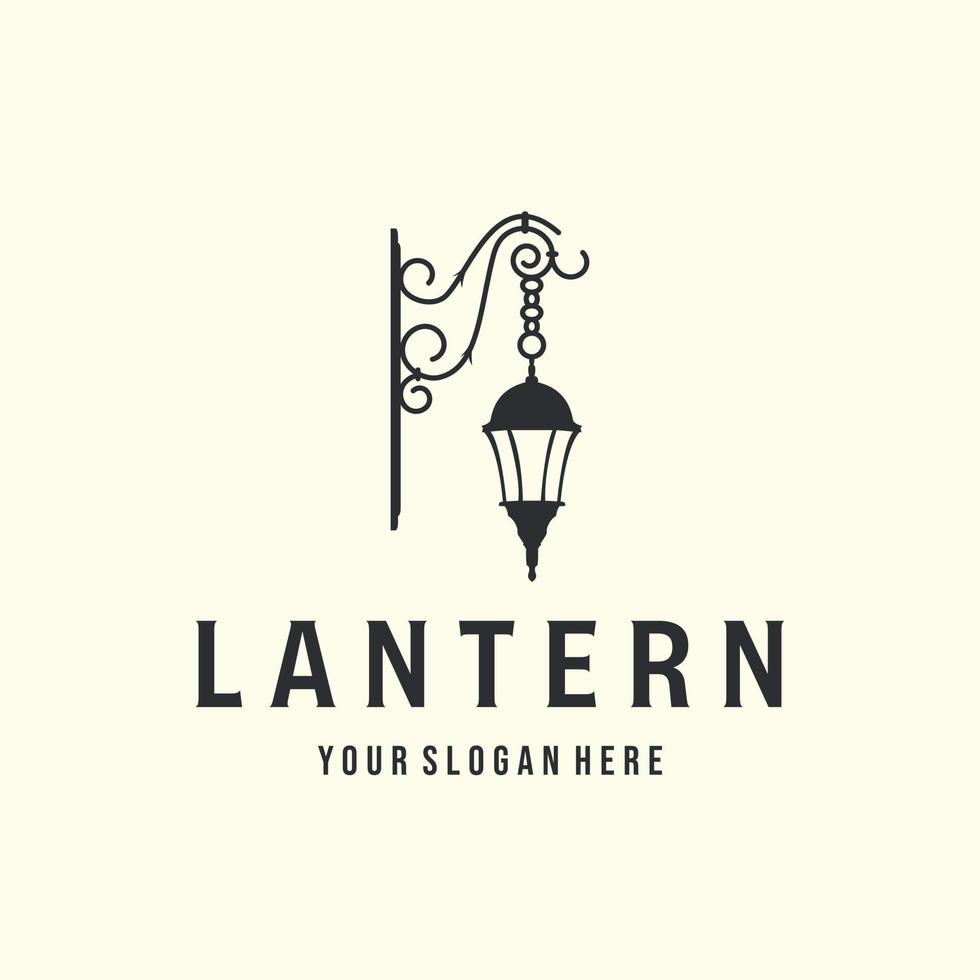 vector of lantern or lamp with vintage style logo illustration template graphic design