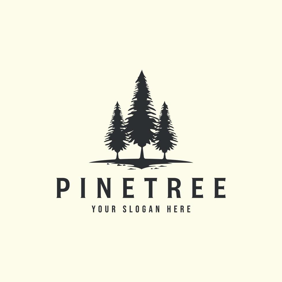 pine tree vintage vector style logo icon template illustration design