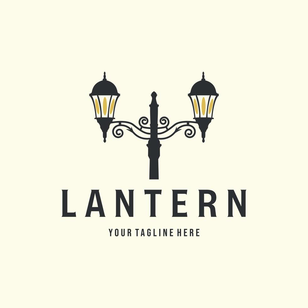 linterna con diseño de plantilla de ilustración de vector de logotipo de estilo vintage, diseño gráfico de logotipo de lámpara de calle