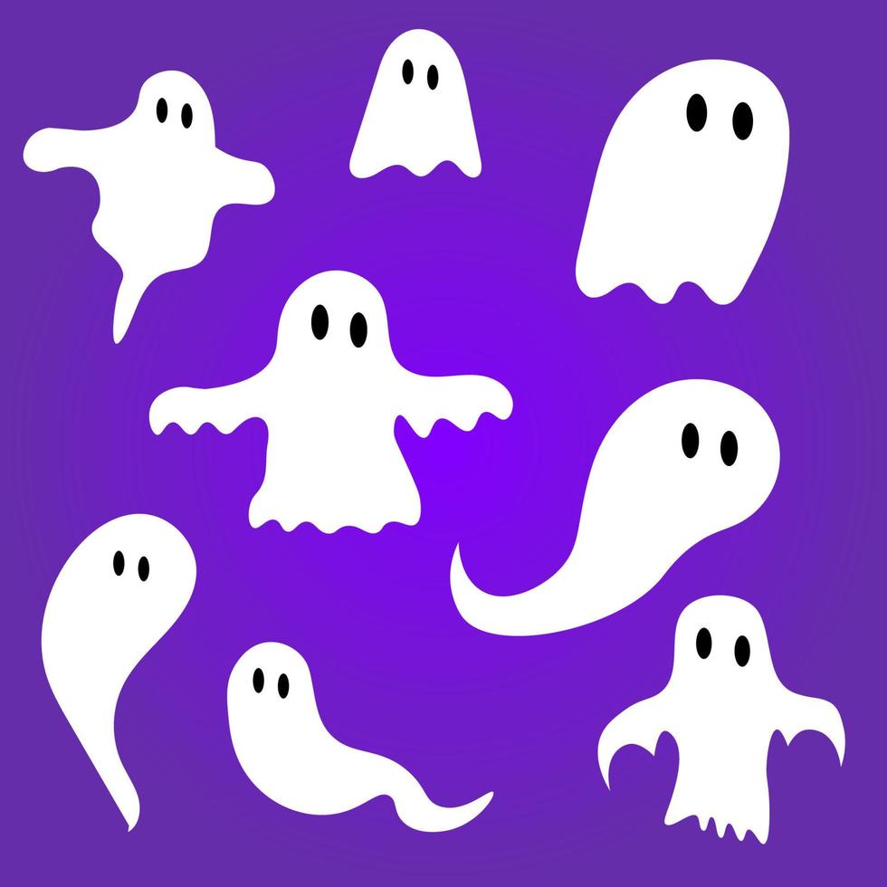 Ghost set on purple background vector