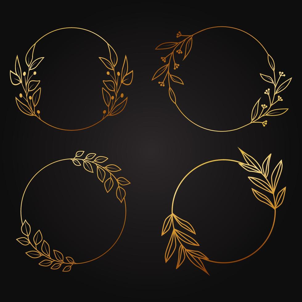 marco de círculo floral dorado. adecuado para el diseño de invitación de boda vector