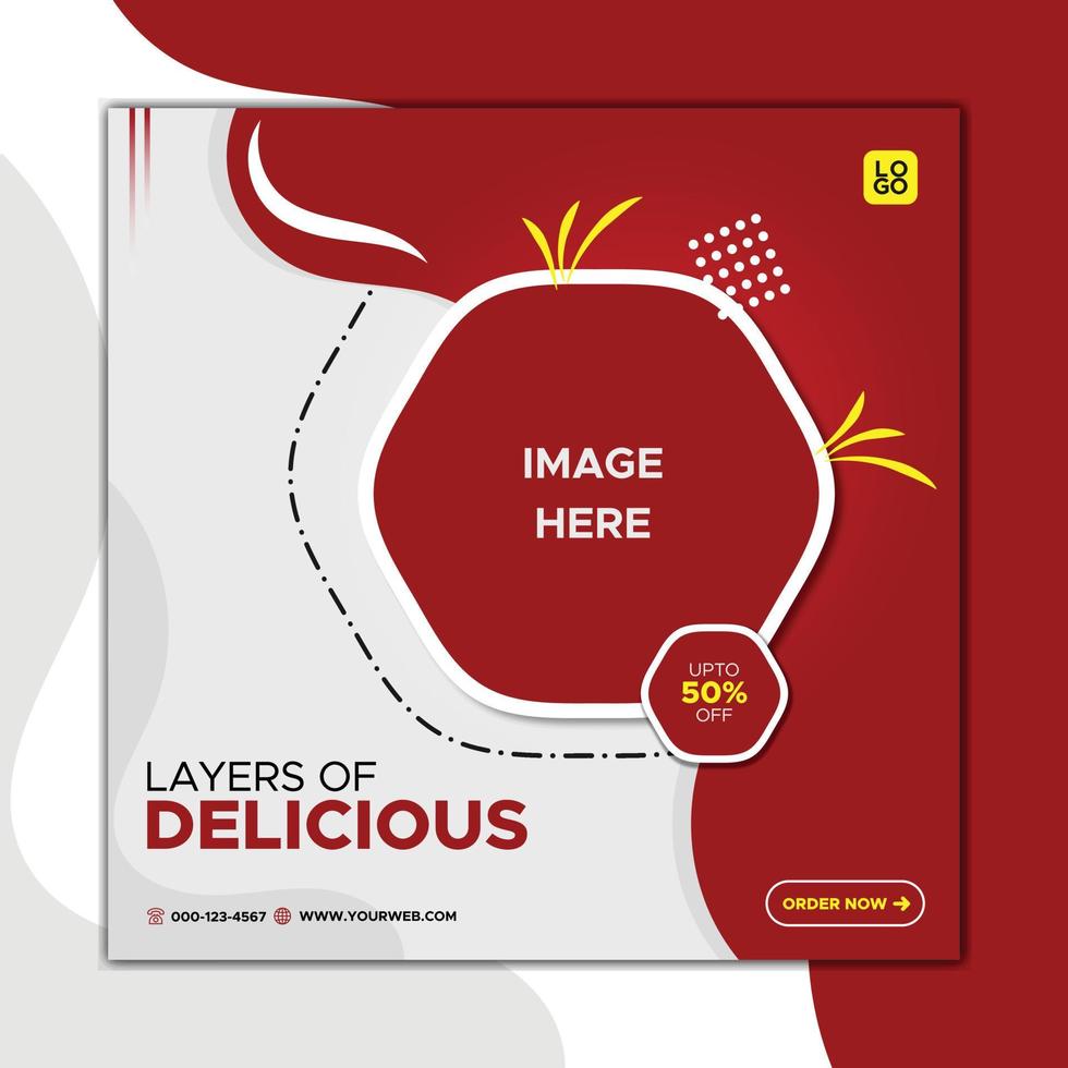 burger social media post template. Food banner for restaurant or cafe-Fast Food Banner Free Vector