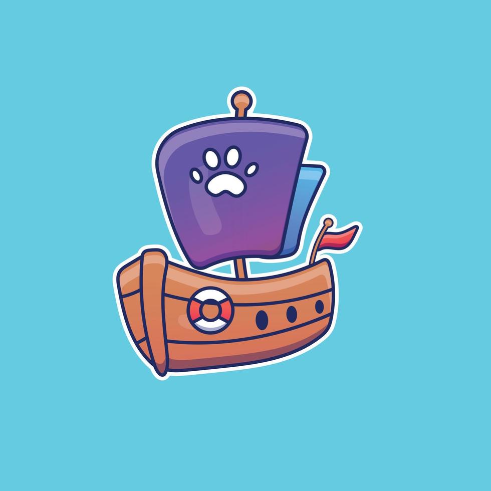 Cute cartoon ship in vector illustration