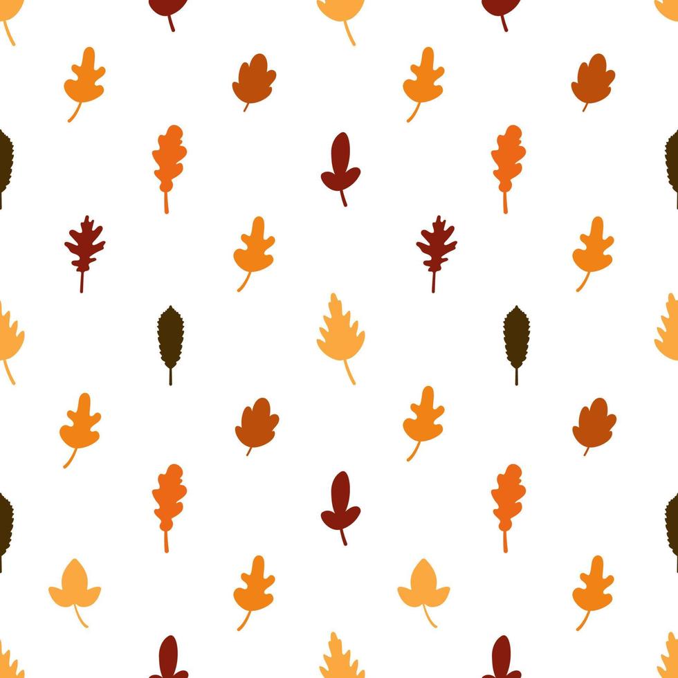 Autumn seamless pattern. Fall leaves collection. Cartoon style. vector