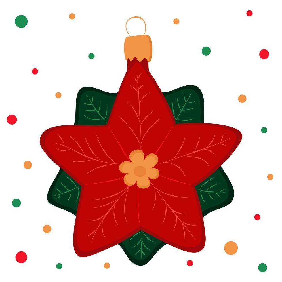 Christmas tree toy in the form of a poinsettia. Doodle style. vector