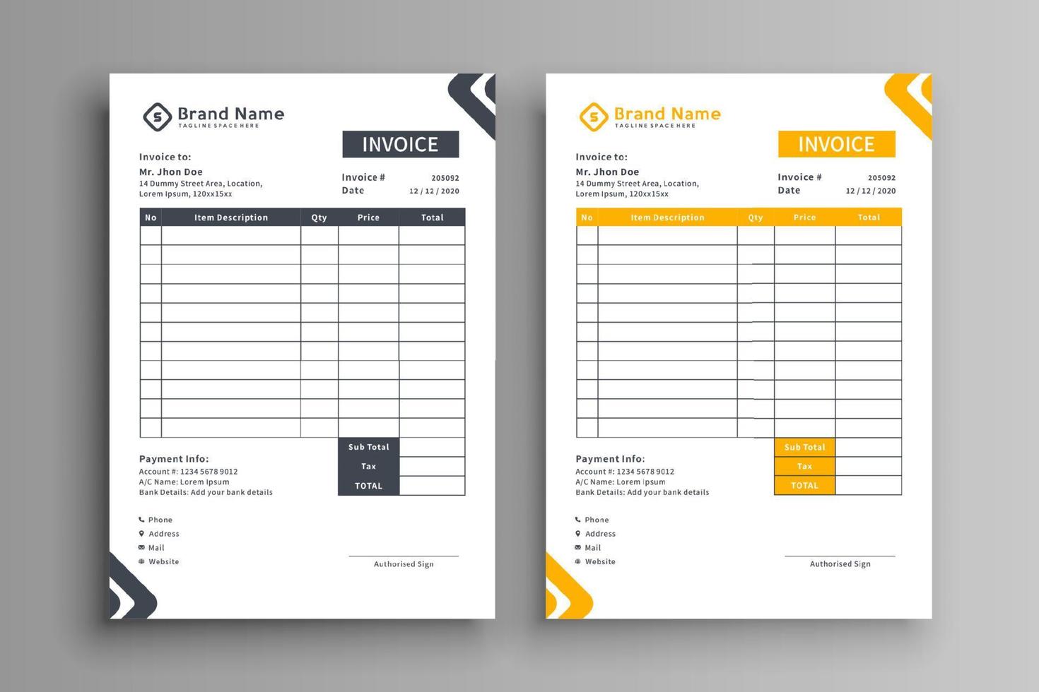 Modern Business Invoice Design Template vector