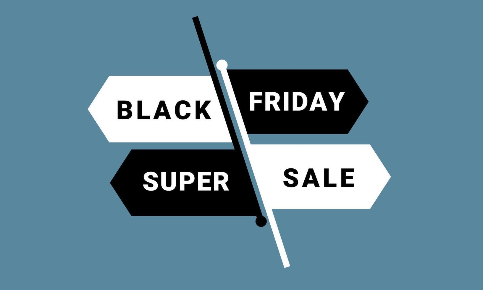black friday super sale logo or player banner, flat vector illustration