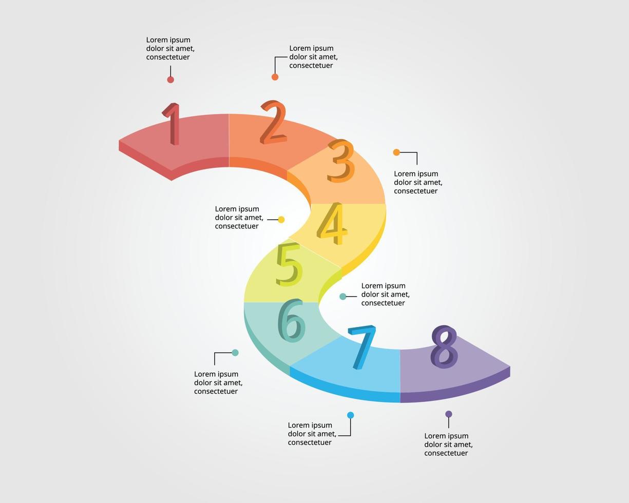 timeline graph chart template for infographic for presentation for 8 element vector