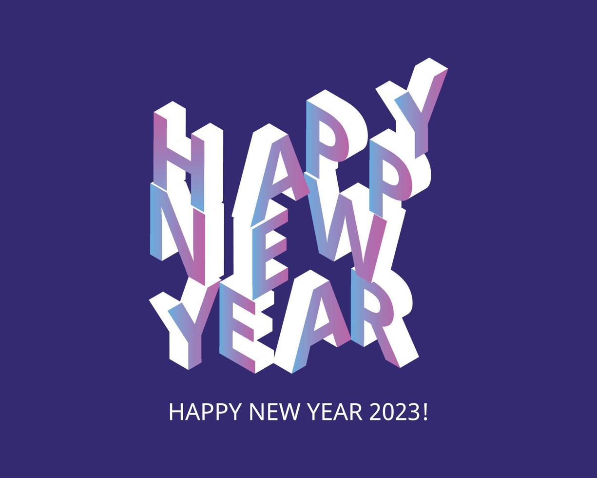 cute isometric gradient happy new year 2023 banner vector