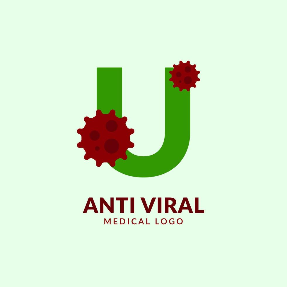 letra u diseño de logotipo de vector médico y sanitario antiviral