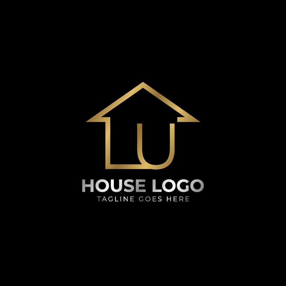 minimalist letter U luxurious house logo vector design for real estate, home rent, property agent