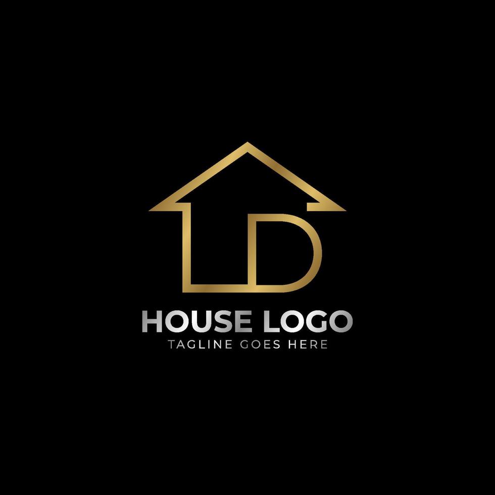 minimalist letter D luxurious house logo vector design for real estate, home rent, property agent