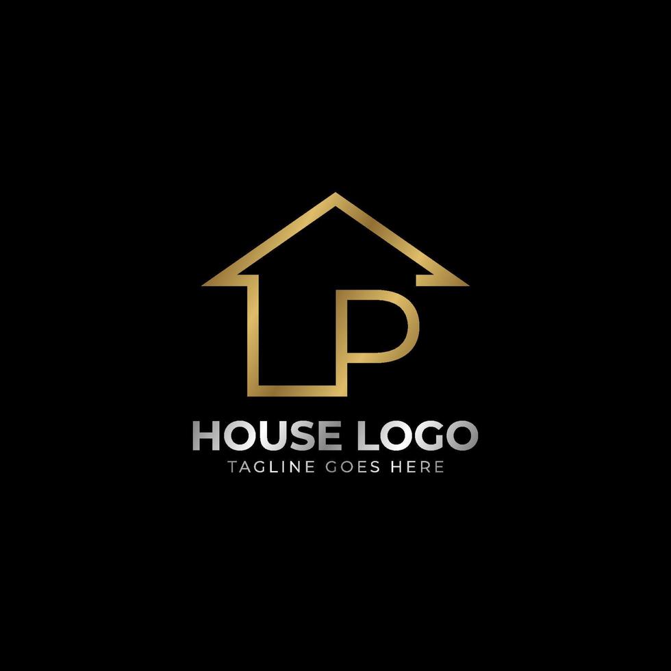 minimalist letter P luxurious house logo vector design for real estate, home rent, property agent