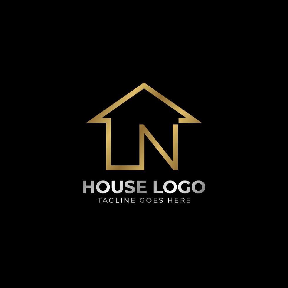 minimalist letter N luxurious house logo vector design for real estate, home rent, property agent