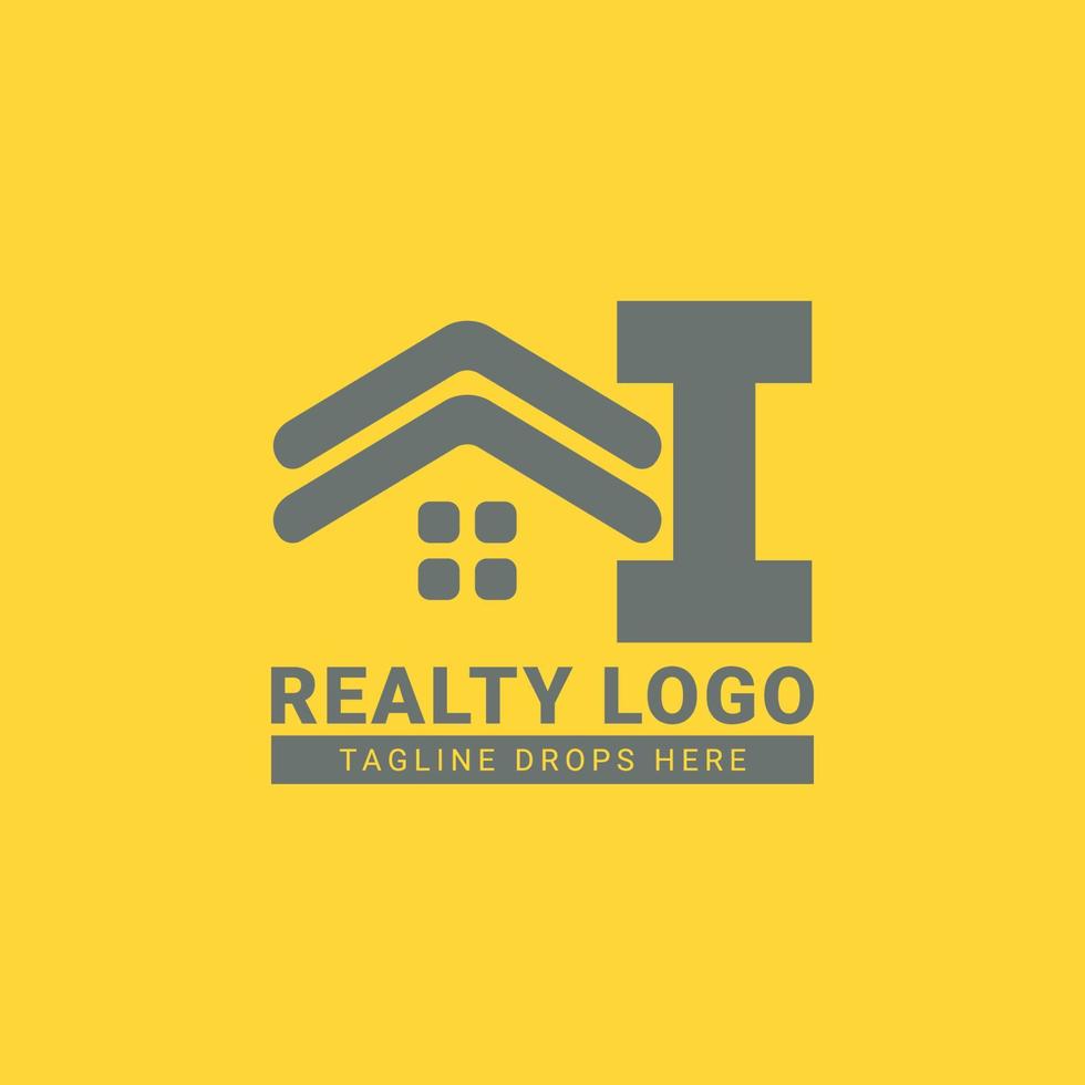 letter I roof house vector logo design for real estate, property agent, realty rent, interior and exterior constructor