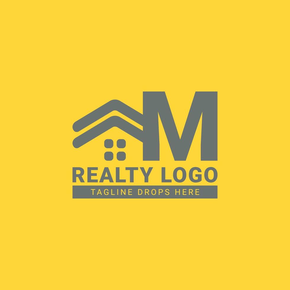 diseño de logotipo de vector de casa de techo de letra m para bienes raíces, agente inmobiliario, alquiler de bienes raíces, constructor interior y exterior