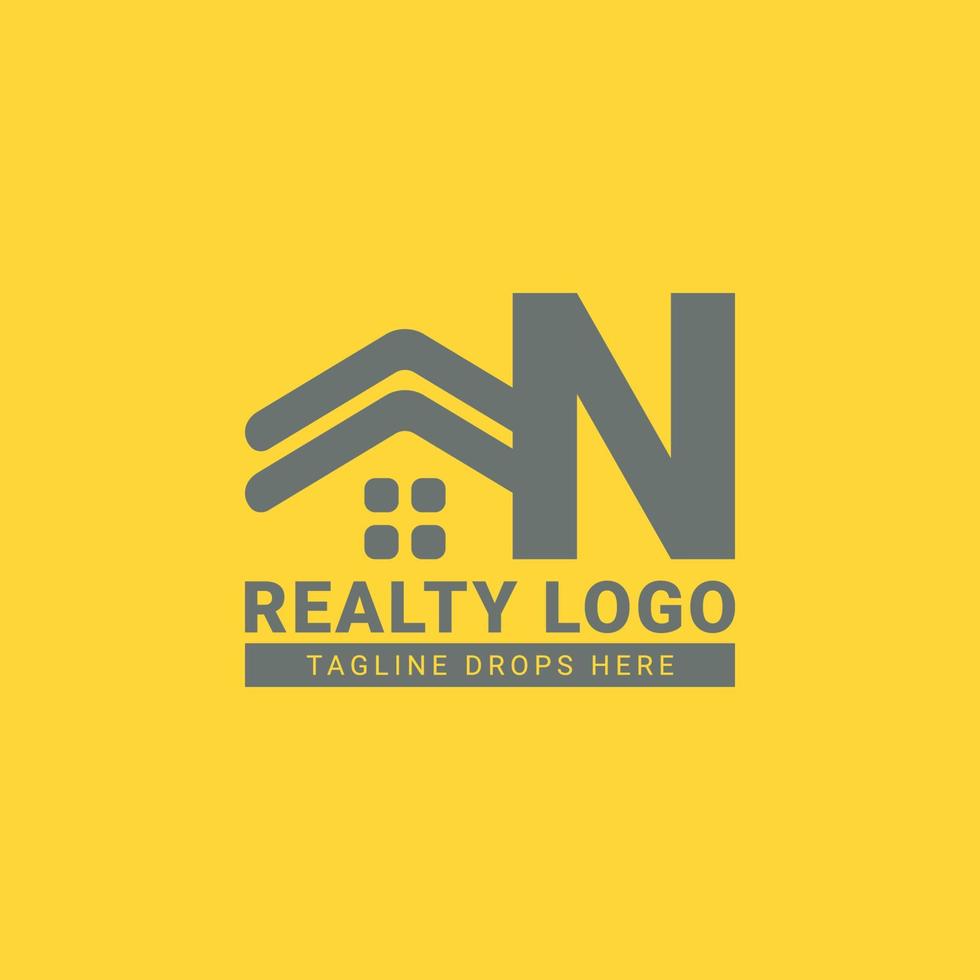 diseño de logotipo de vector de casa de techo de letra n para bienes raíces, agente inmobiliario, alquiler de bienes raíces, constructor interior y exterior