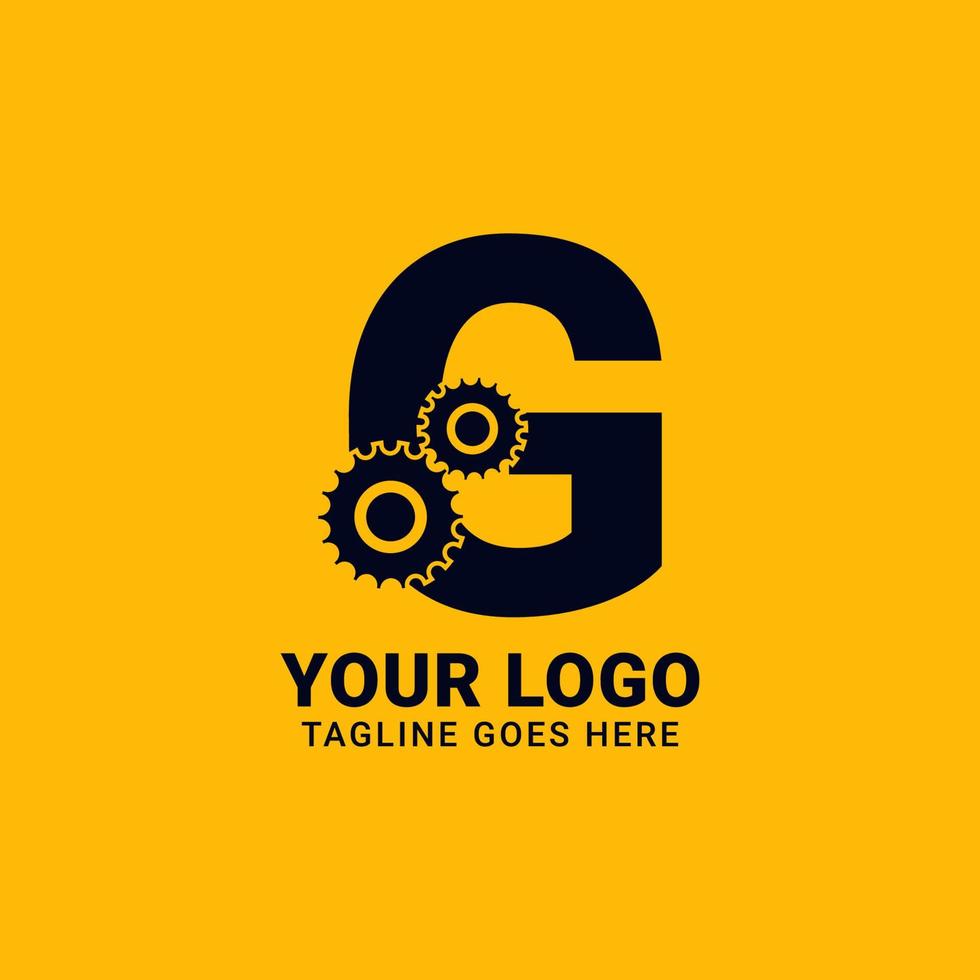 letter G with gear for technology and mechanical vector logo design