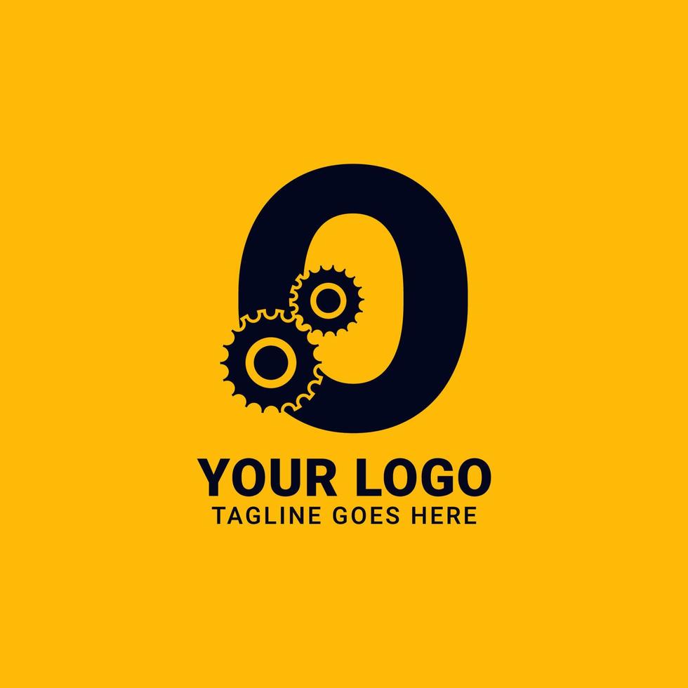 letter O with gear for technology and mechanical vector logo design