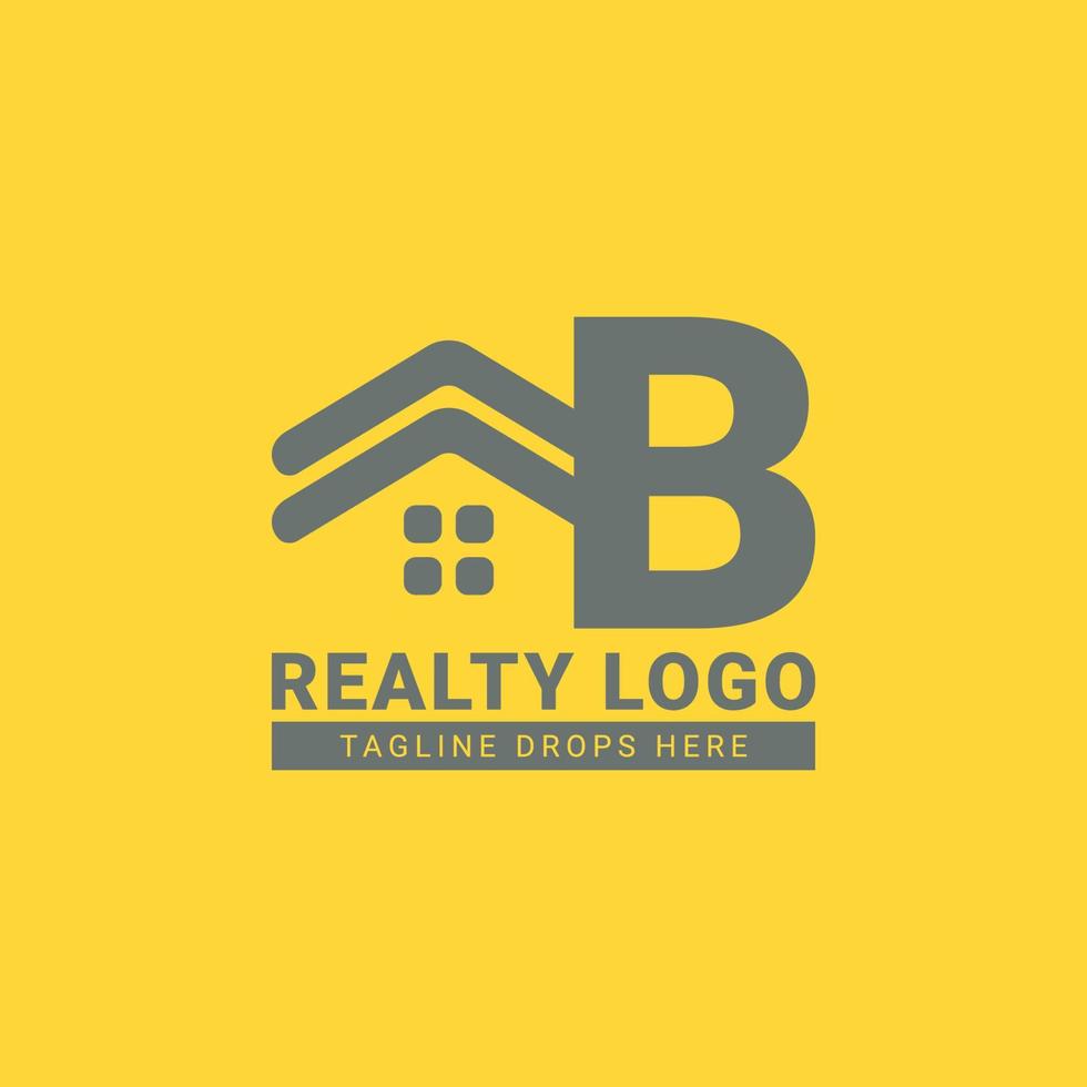 letter B roof house vector logo design for real estate, property agent, realty rent, interior and exterior constructor