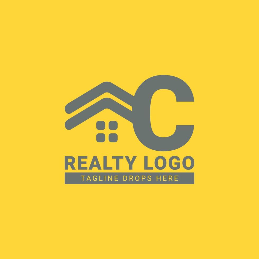 letter C roof house vector logo design for real estate, property agent, realty rent, interior and exterior constructor