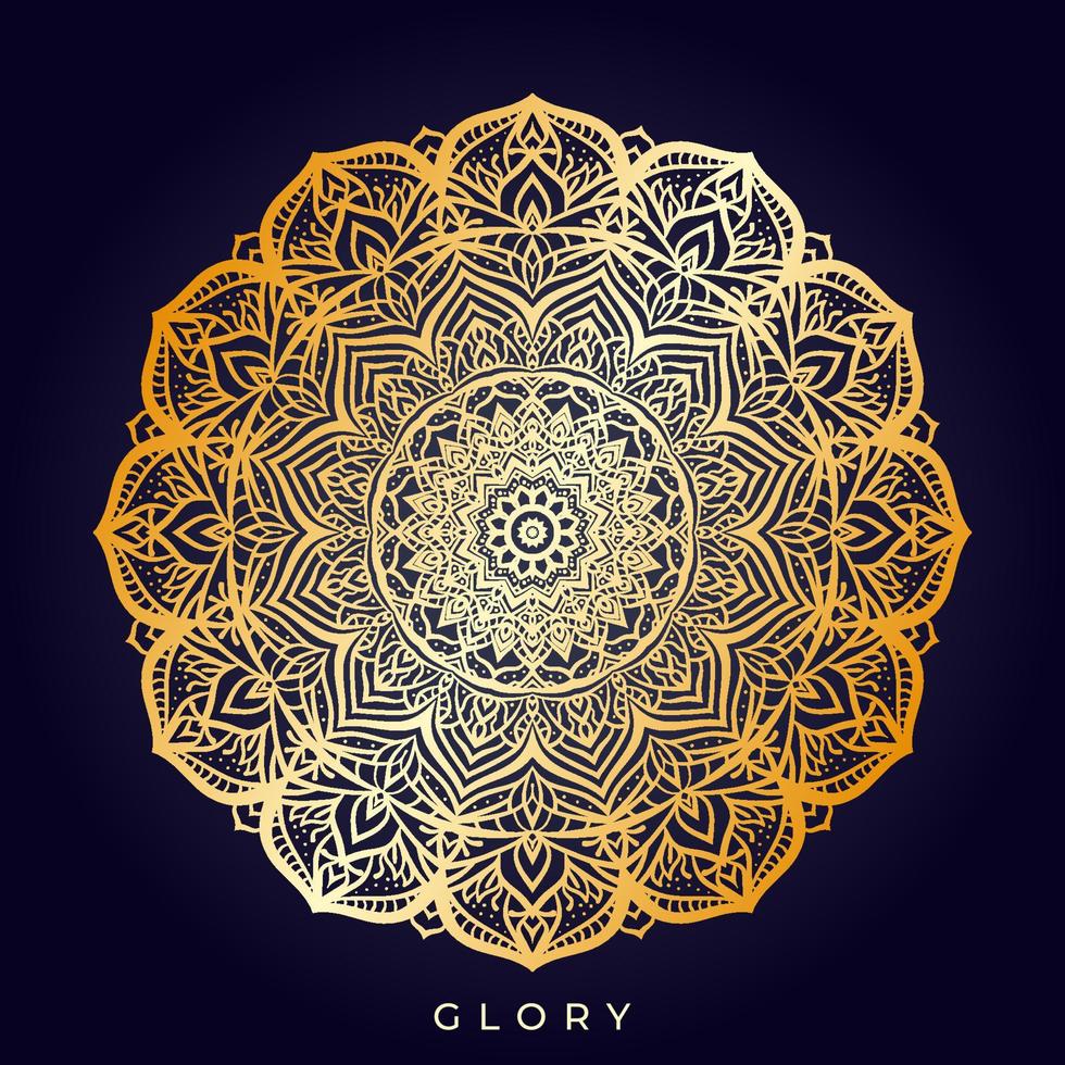 golden textured mandala art pattern for glory vector design element