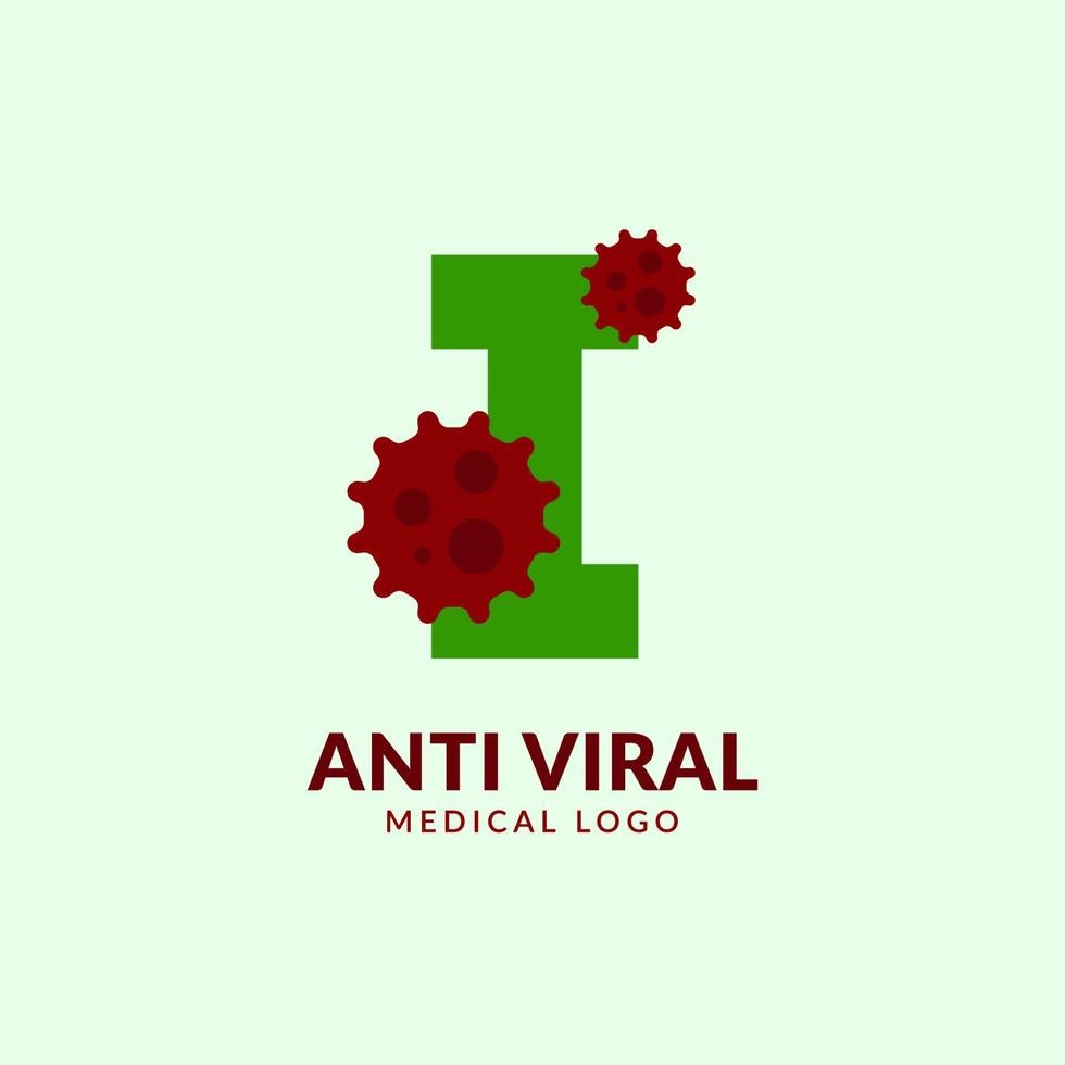 letra i diseño de logotipo de vector médico y sanitario antiviral