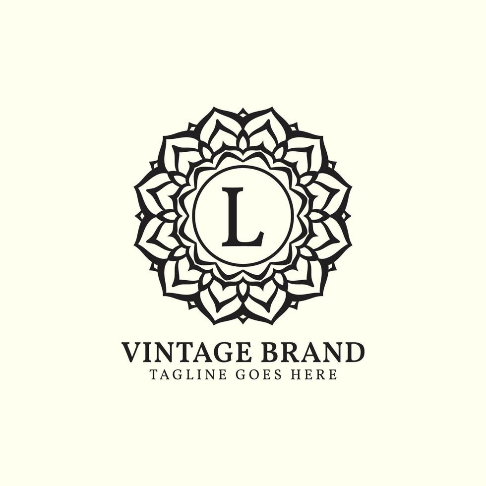 luxurious mandala vintage letter L vector logo design