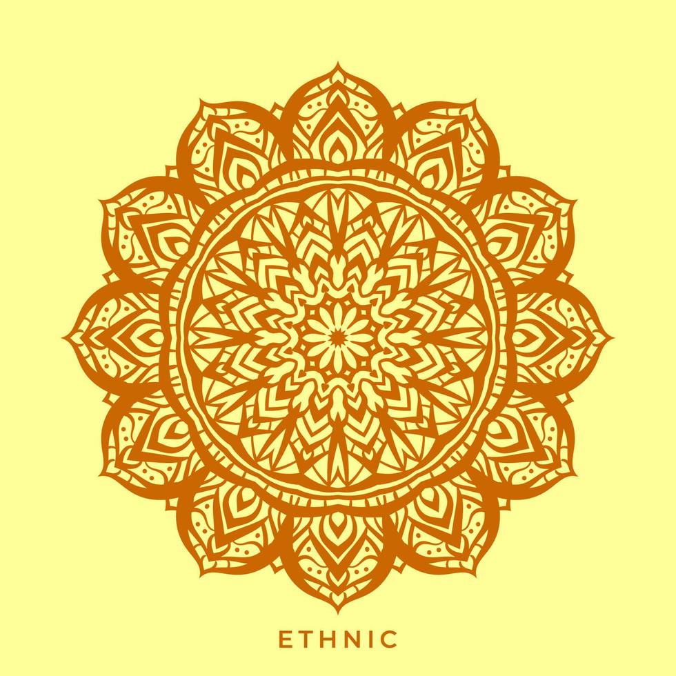 elemento de diseño de vector simétrico de decoración redonda de arte mandala étnico