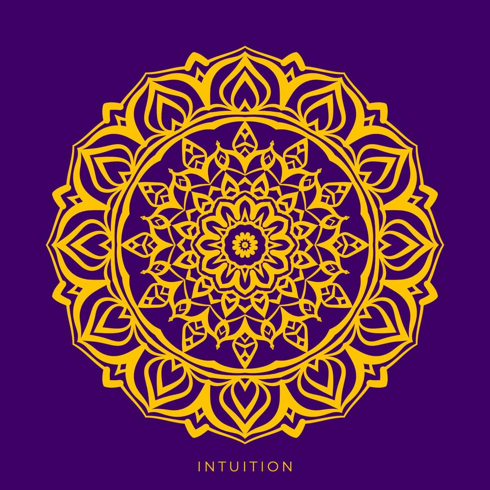 diseño de motivo circular de arte de mandala intuitivo abstracto ornamento tradicional redondo para web o elemento de vector de impresión