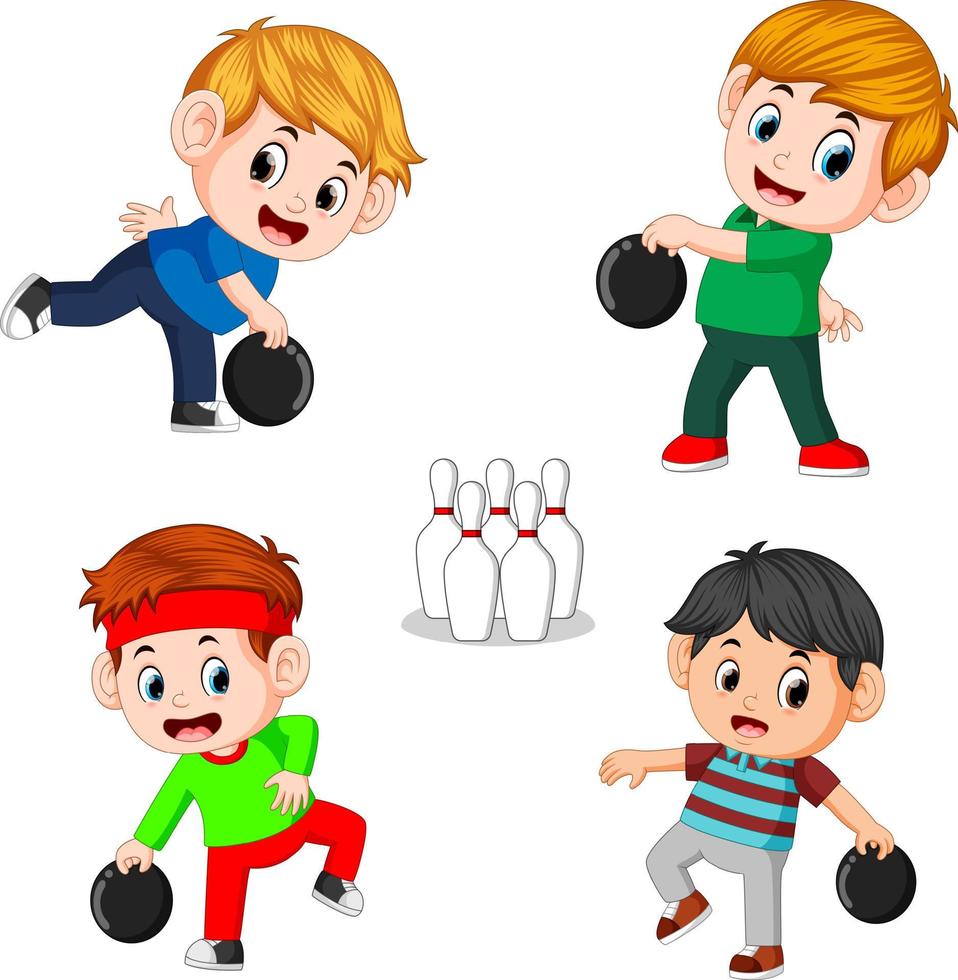 The various positions of the bowling player vector