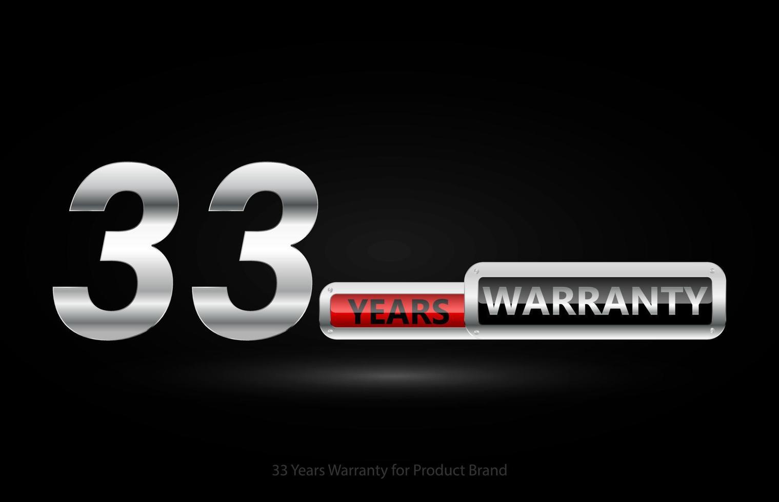 33 years warranty silver logo isolated on black background, vector design for product warranty, guarantee, service, corporate, and your business.