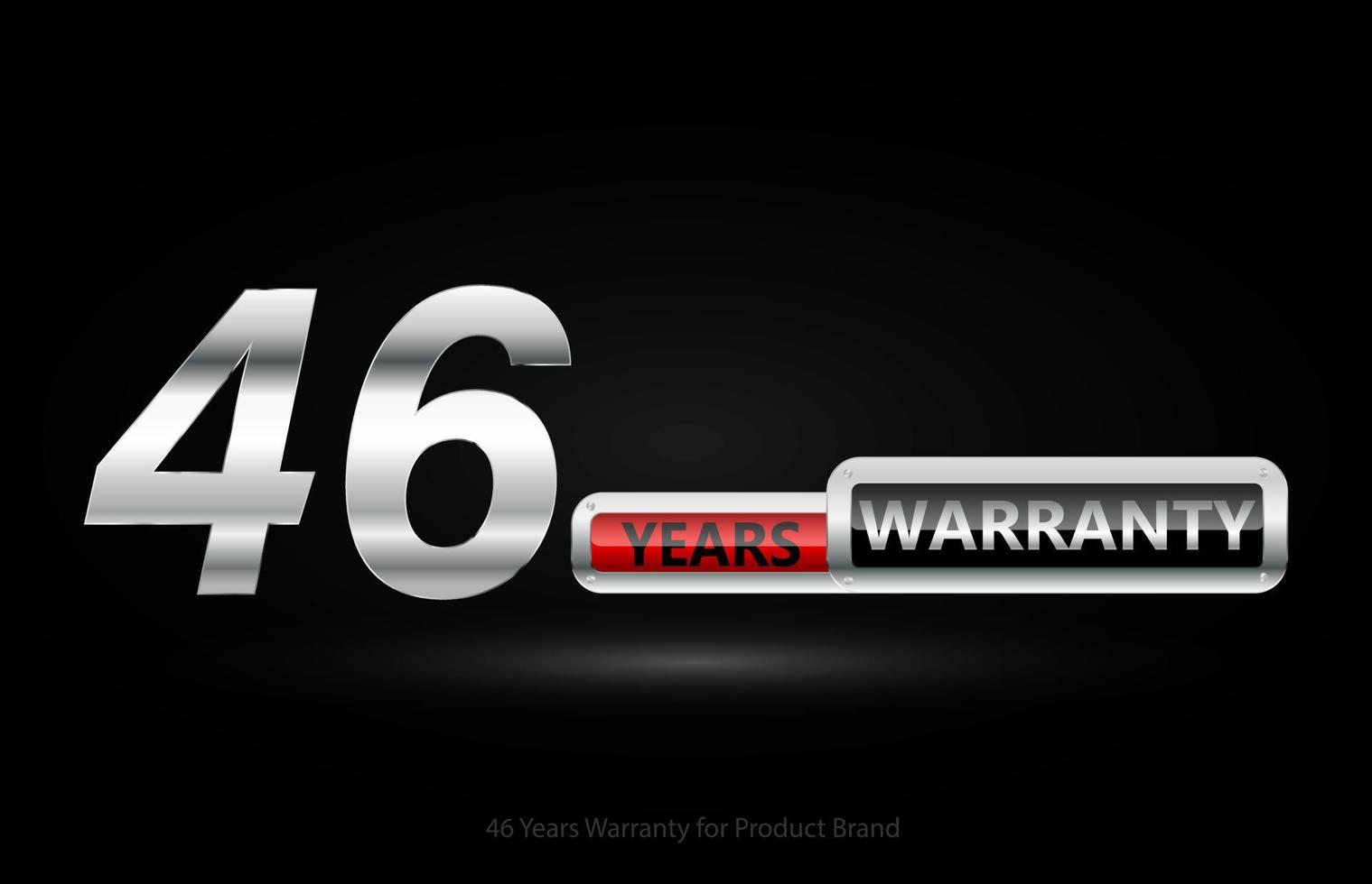 46 years warranty silver logo isolated on black background, vector design for product warranty, guarantee, service, corporate, and your business.