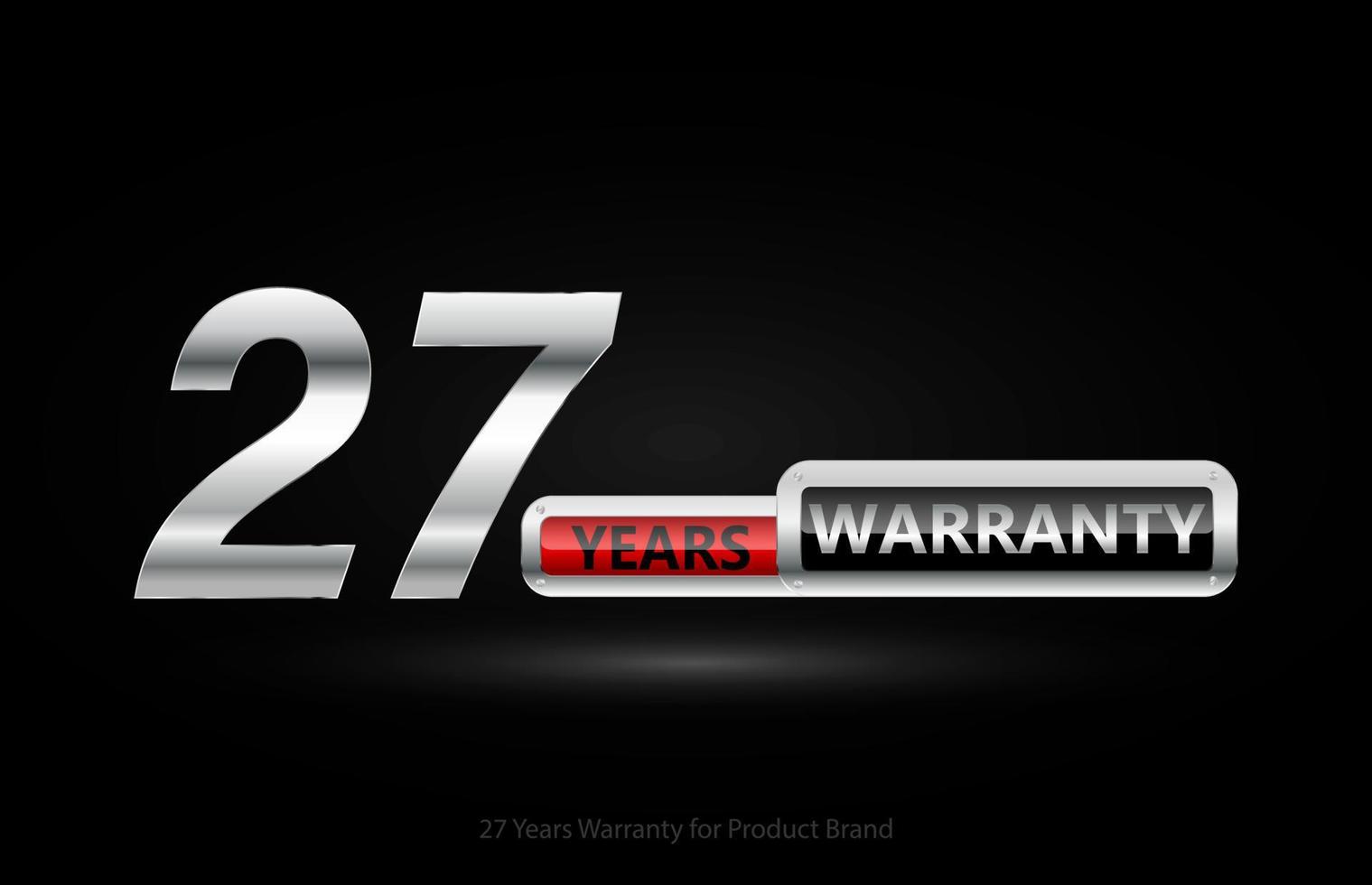 27 years warranty silver logo isolated on black background, vector design for product warranty, guarantee, service, corporate, and your business.