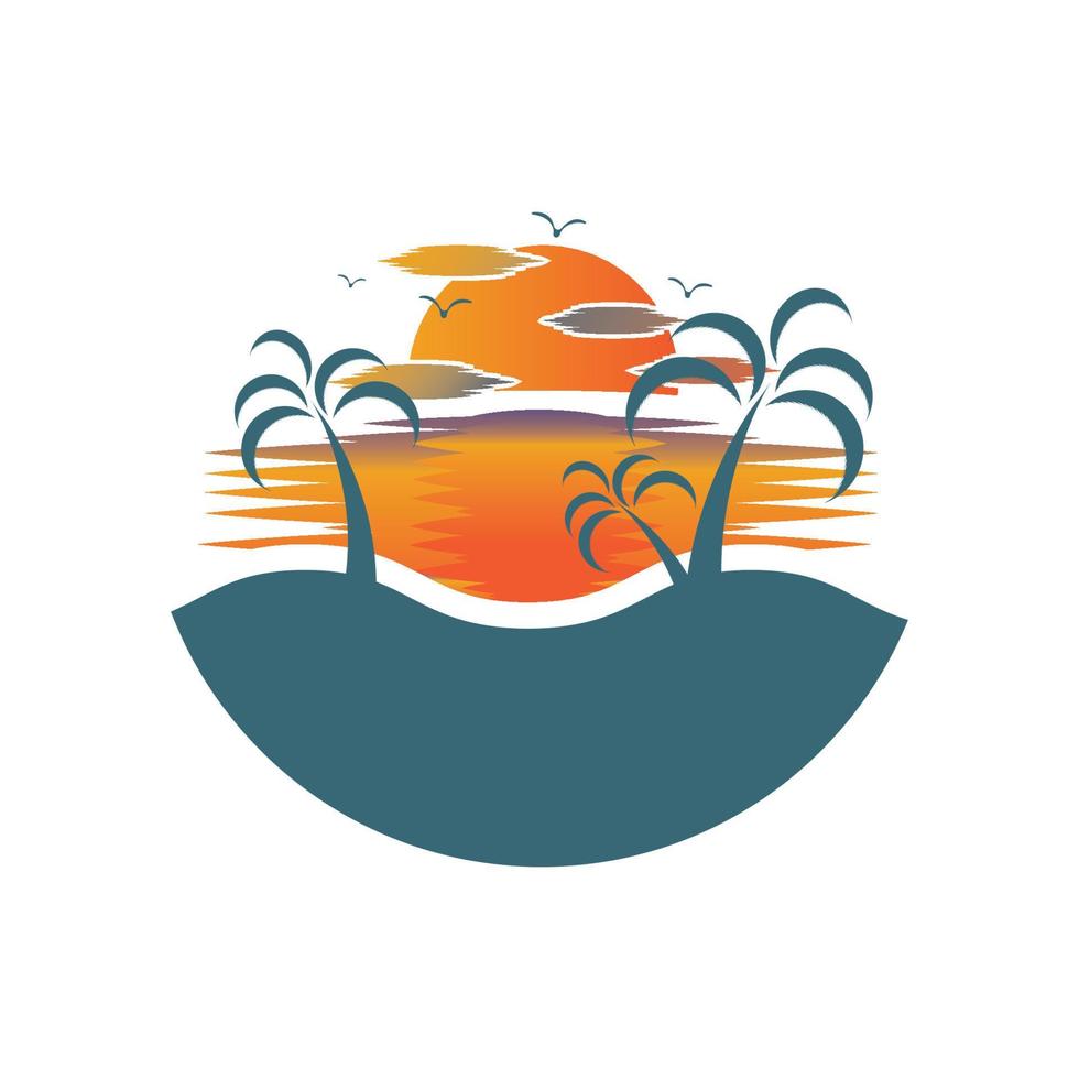 ilustración de símbolo de diseño de icono de logotipo de puesta de sol vector