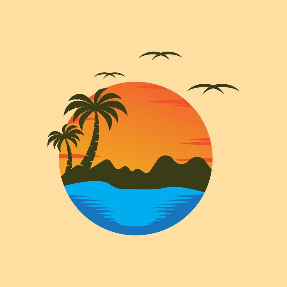 ilustración de símbolo de diseño de icono de logotipo de puesta de sol vector