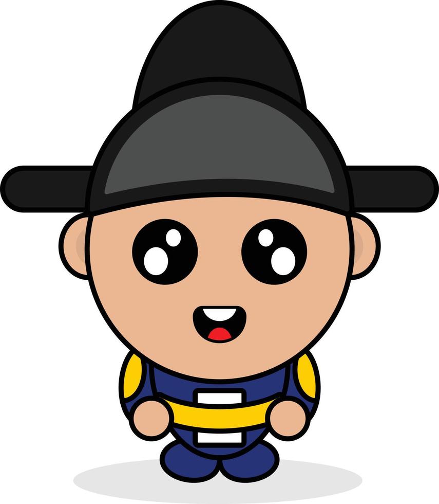 cute korea country boy mascot character cartoon vector illustration