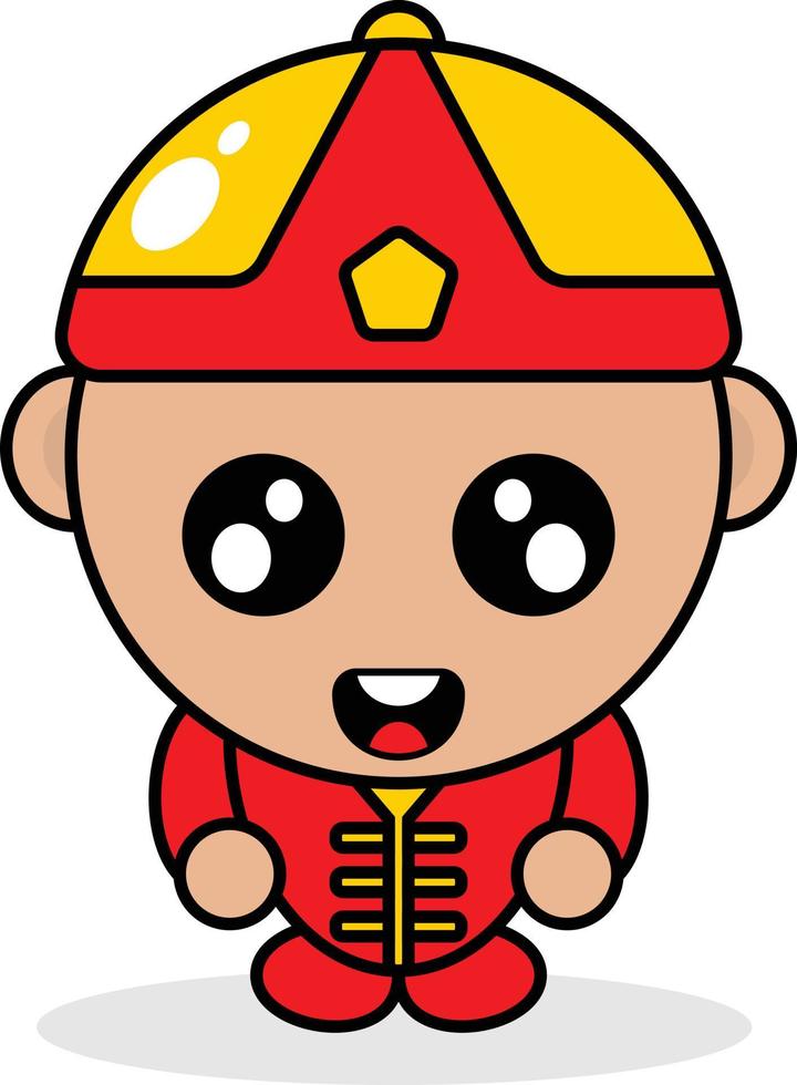 cute china country boy mascot character cartoon vector illustration