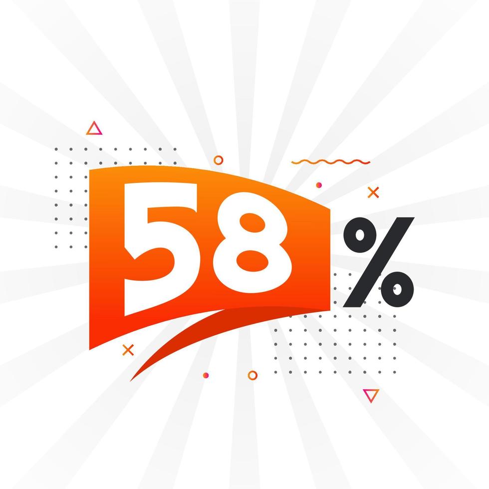 58 discount marketing banner promotion. 58 percent sales promotional design. vector