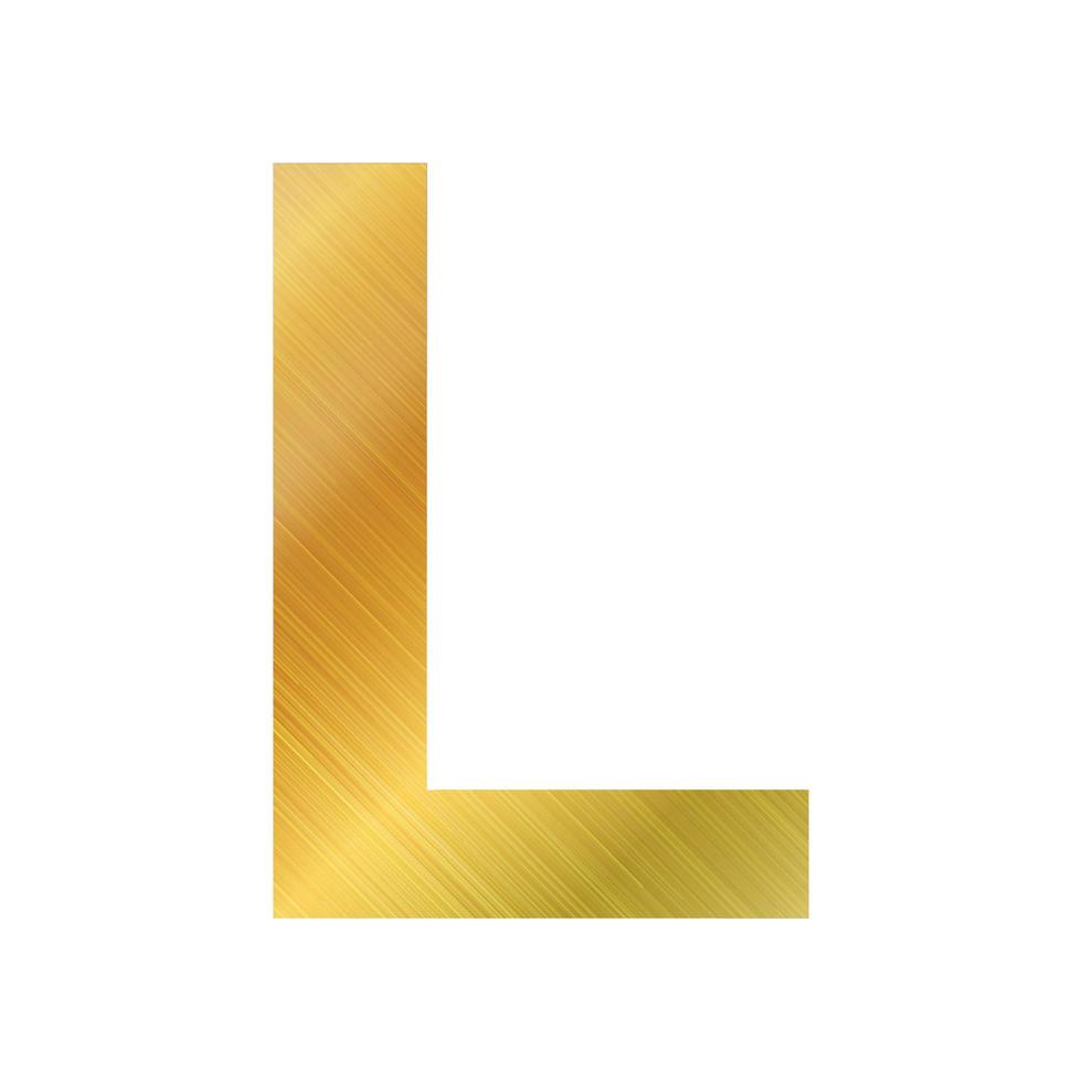 English alphabet, gold texture letter L on white background - Vector