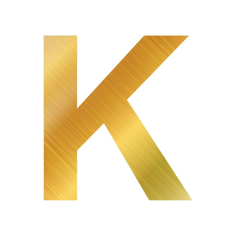 English alphabet, gold texture letter K on white background - Vector