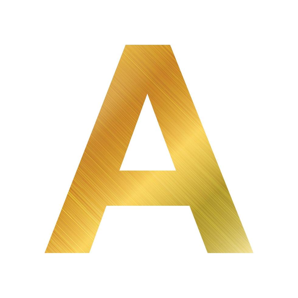 English alphabet, gold texture letter A on white background - Vector