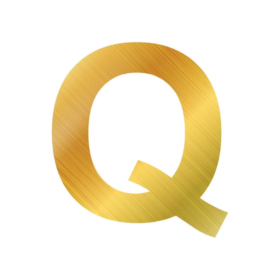 English alphabet, gold texture letter Q on white background - Vector