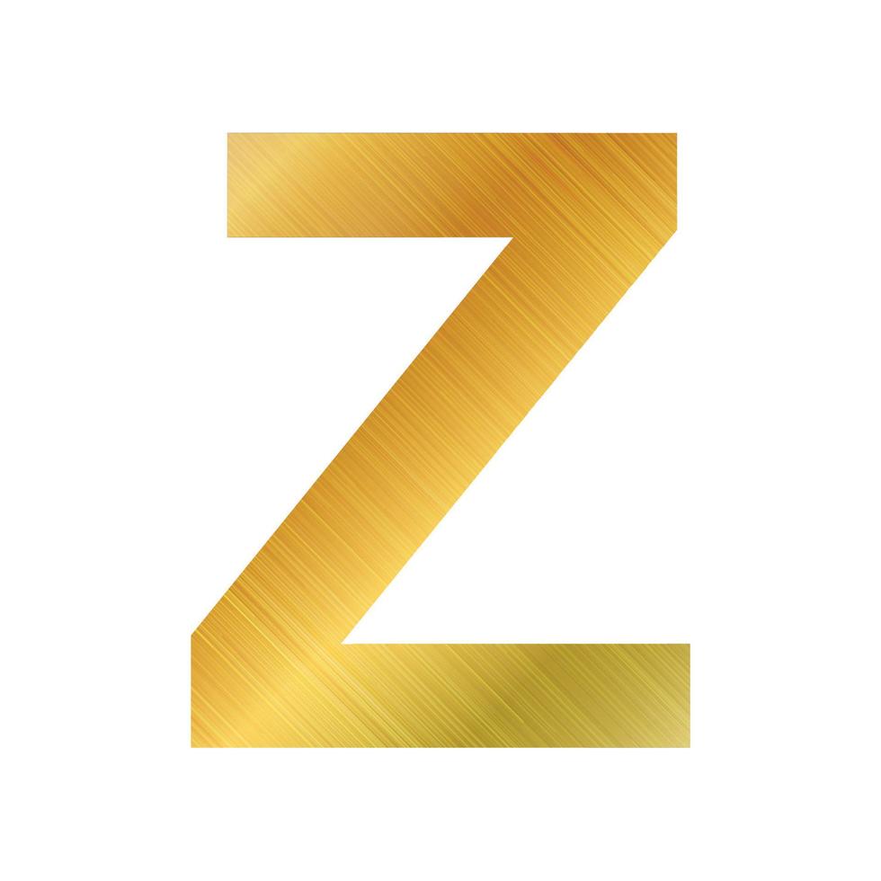 alfabeto inglés, textura dorada letra z sobre fondo blanco - vector